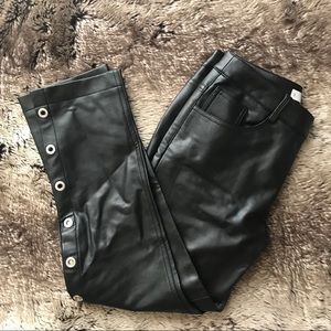 Mango Leather Snap Button Pants NEW